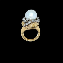 David Webb Yellow Gold South Sea Pearl Diamond Turban Ring - Castafiore