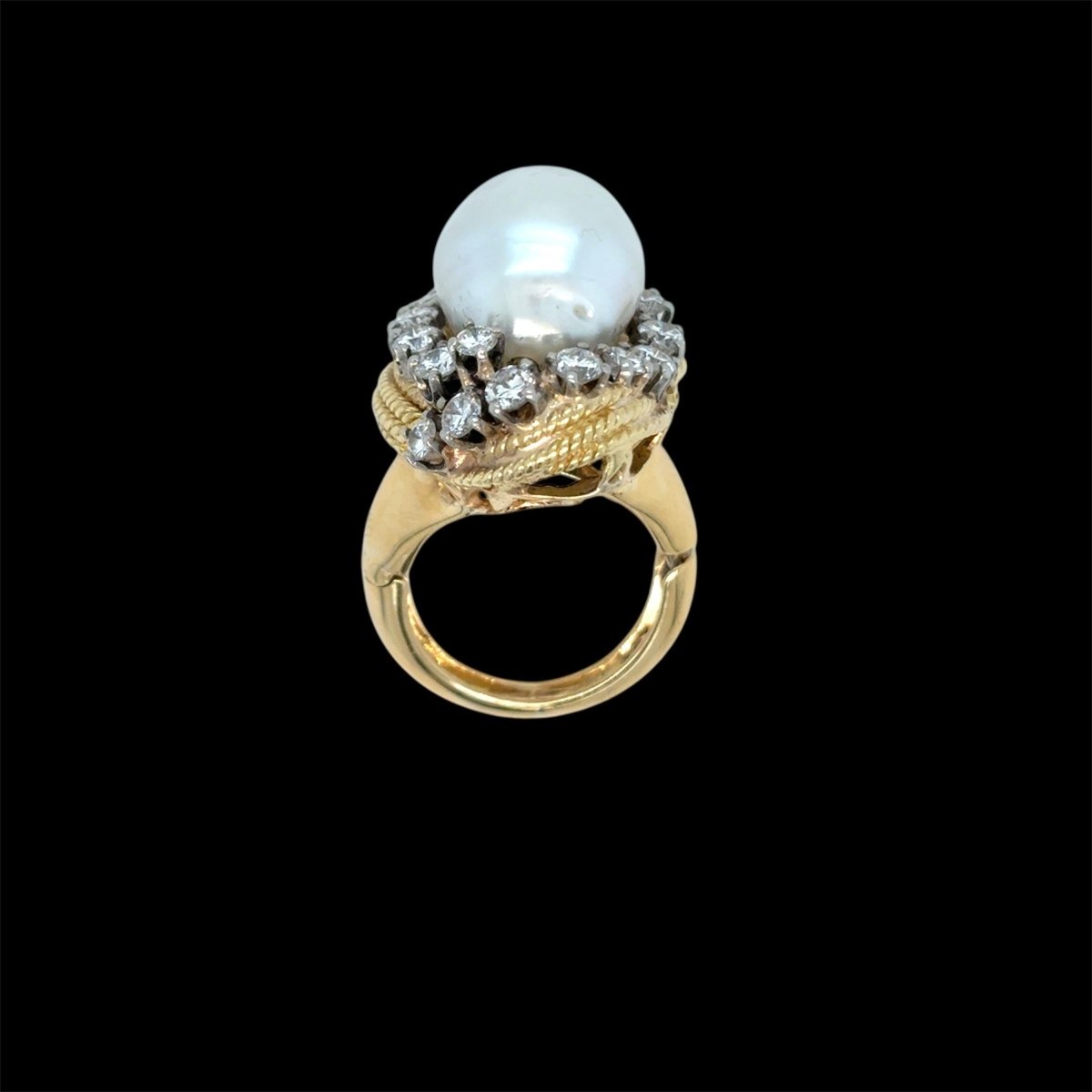 David Webb Yellow Gold South Sea Pearl Diamond Turban Ring - Castafiore