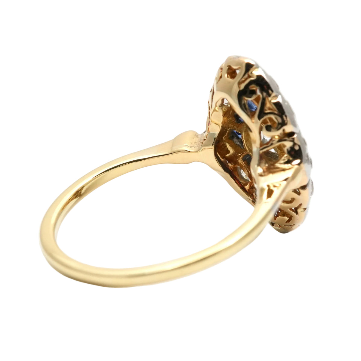 Ring in white gold, yellow gold, and diamonds