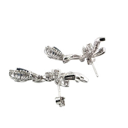 White Gold Dangle Earrings with Sapphires and Diamonds