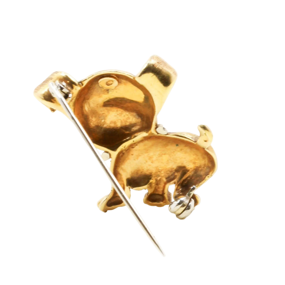 Brooch made of white gold, yellow gold, Enamel, and sapphires