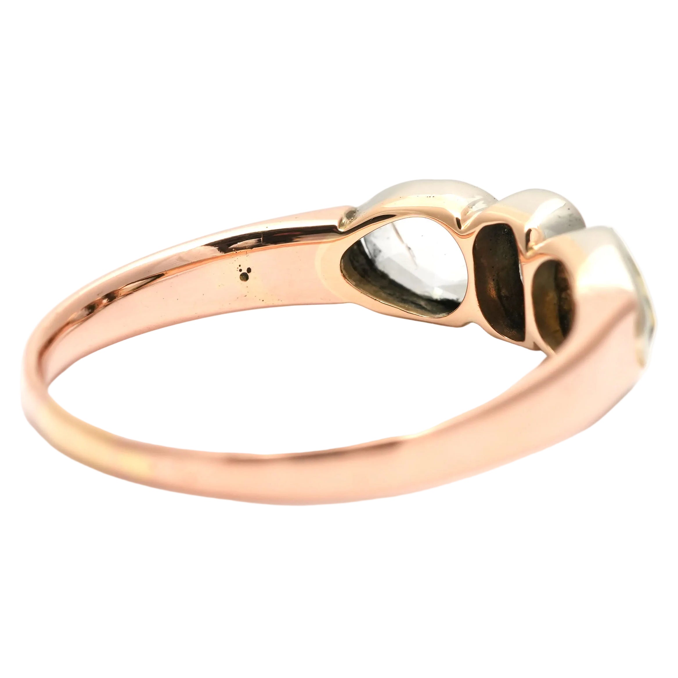Trilogy Ring in Yellow Gold, Silver, and Diamonds