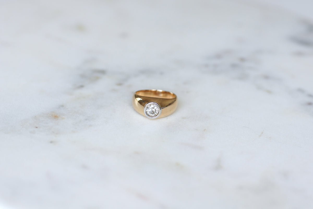 Bague Jonc en or jaune, or blanc, et diamant