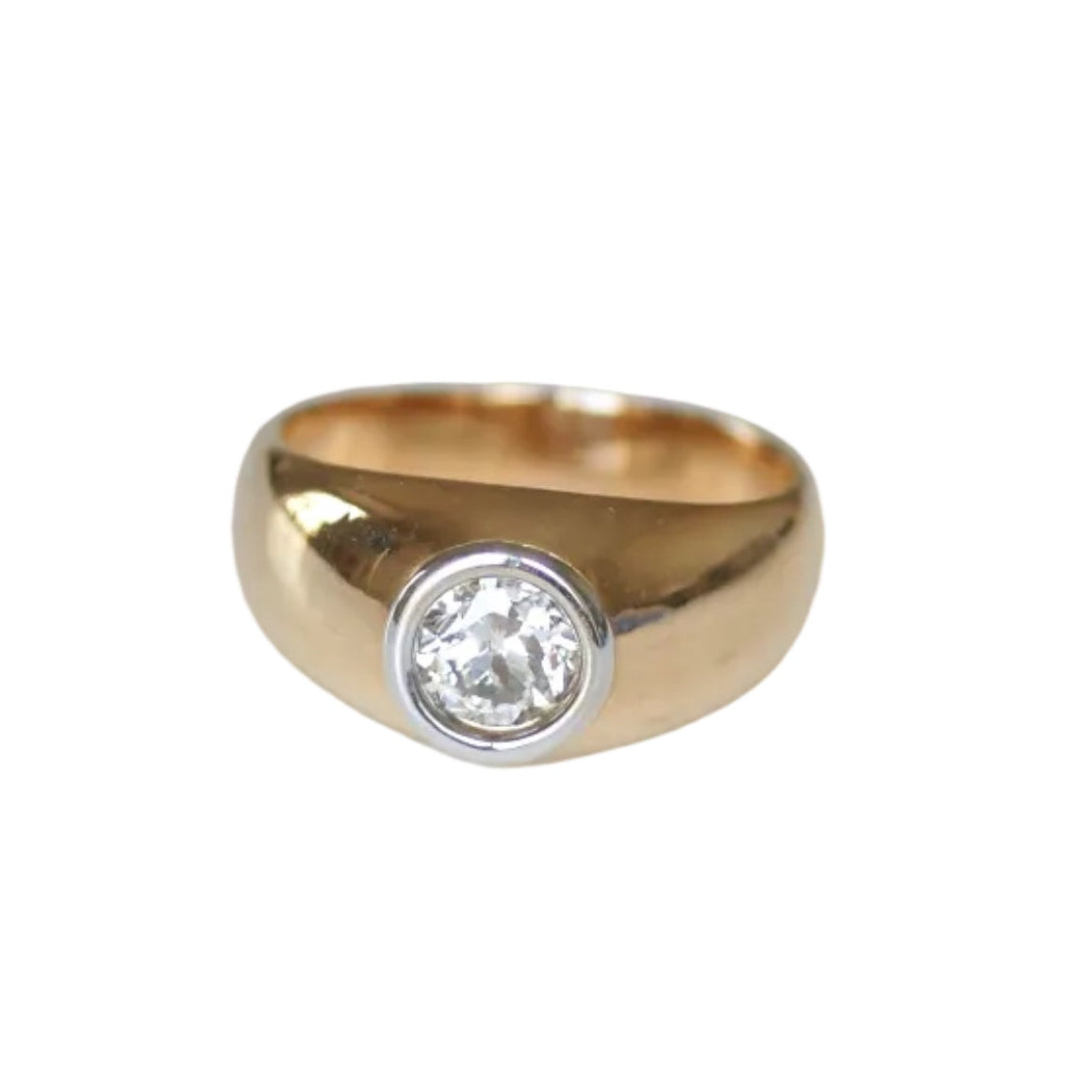 Bangle ring in yellow gold, white gold and diamonds
