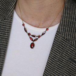 Yellow gold, Rose gold and Garnet Drapery Necklace