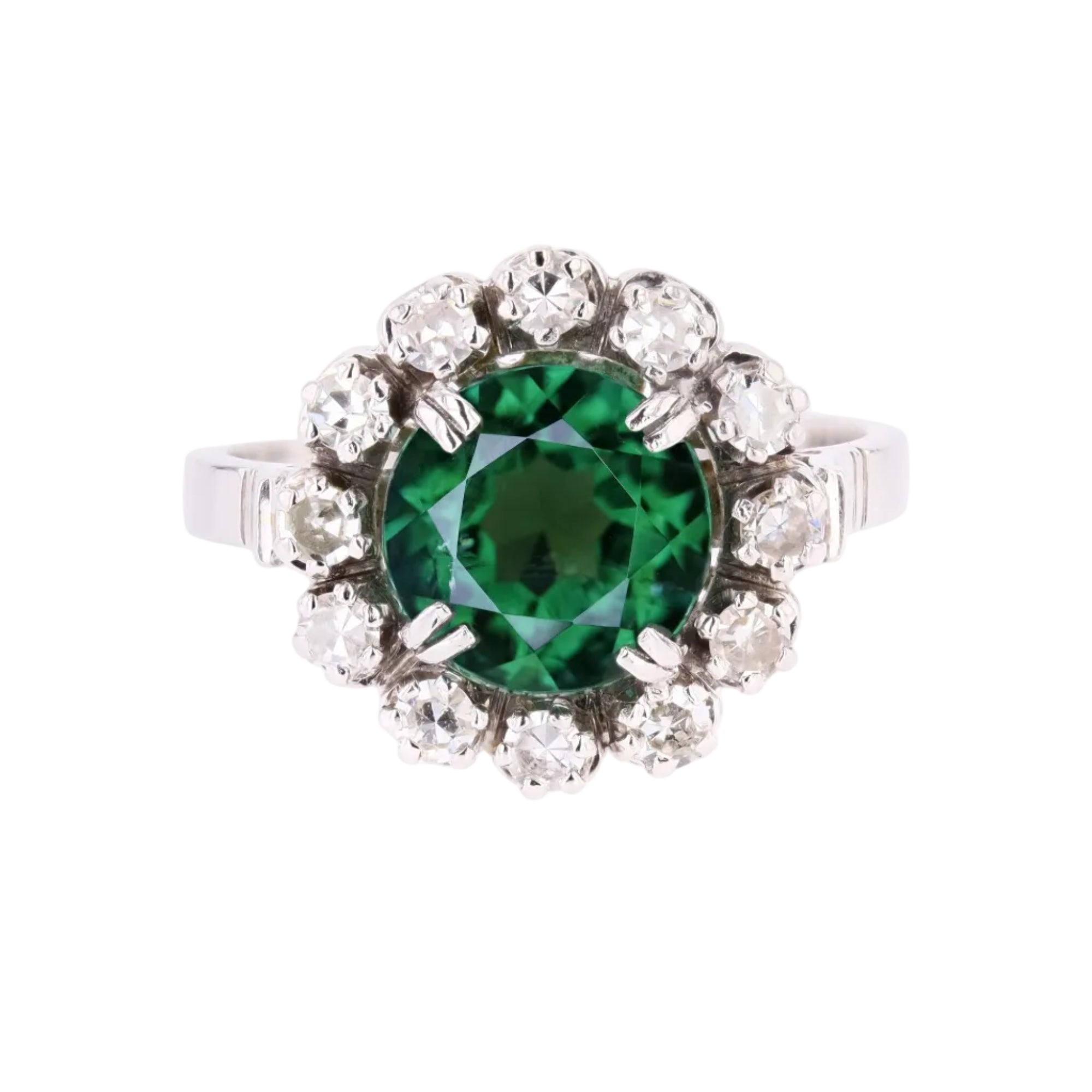 Bague en or blanc, tourmaline et diamants