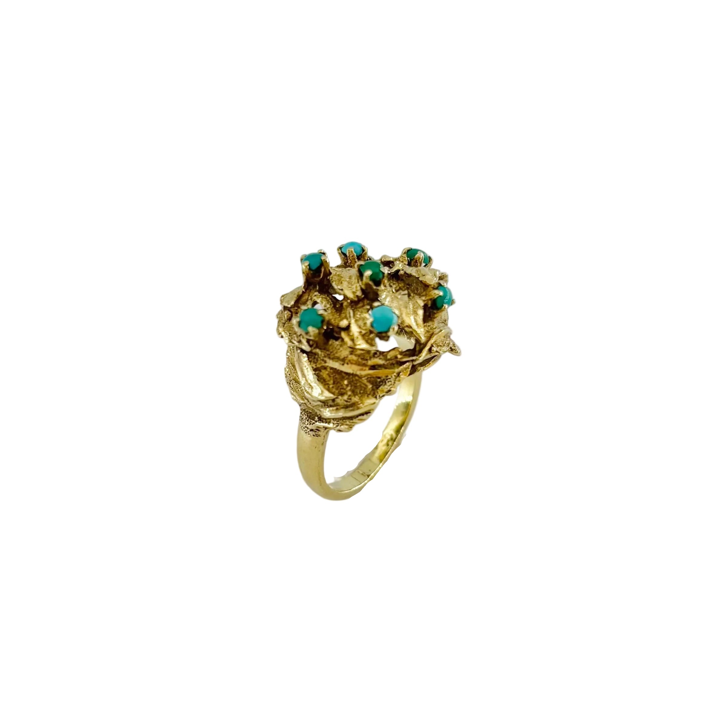 Dome Ring in Yellow Gold and Turquoise