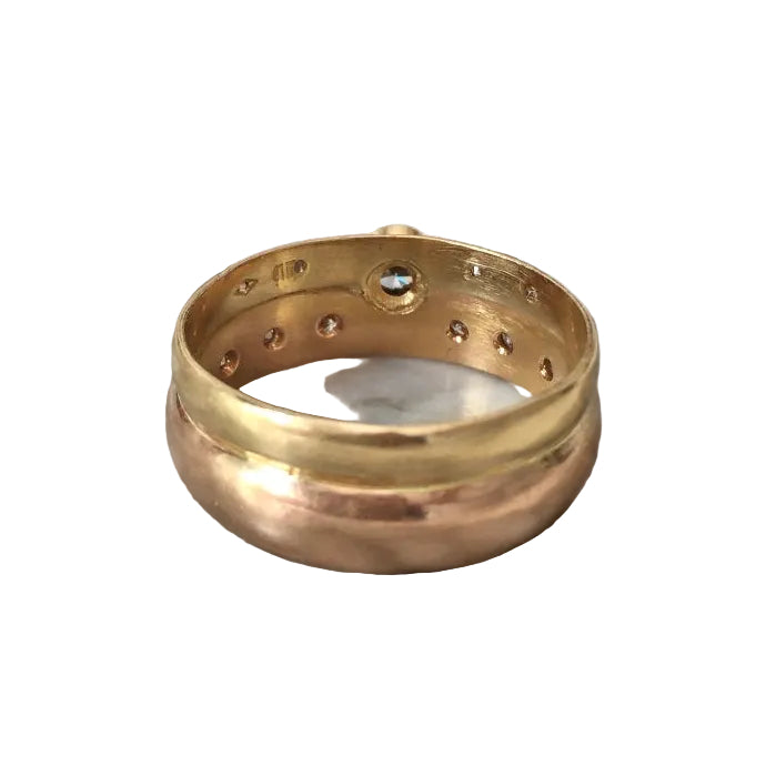Wedding Band in Yellow gold, Rose gold, and Diamonds