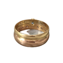 Wedding Band in Yellow gold, Rose gold, and Diamonds
