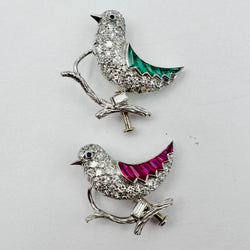 Two "Bird" Brooches in White gold and Platinum