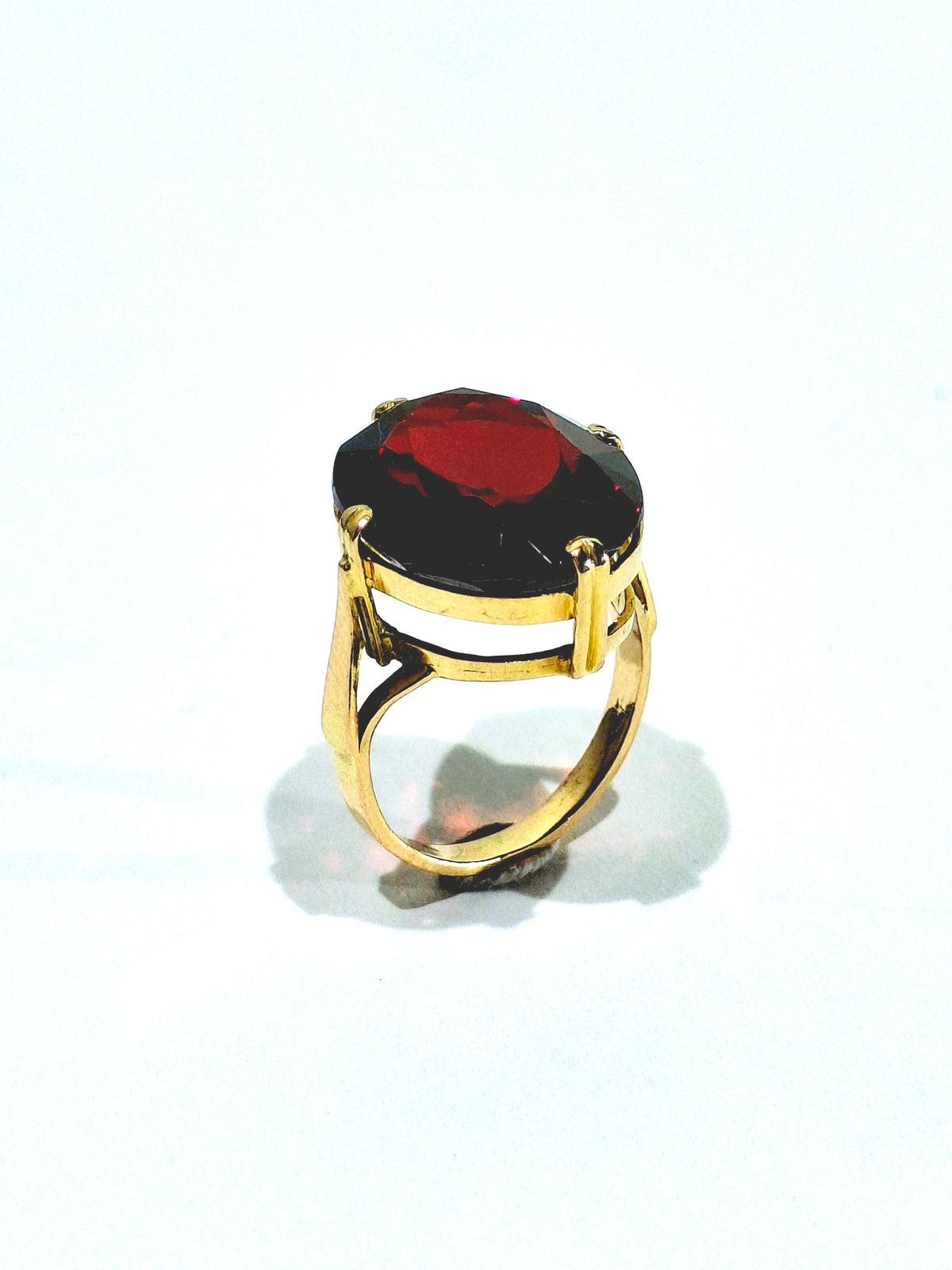 Champagne gold and Garnet Cocktail Ring