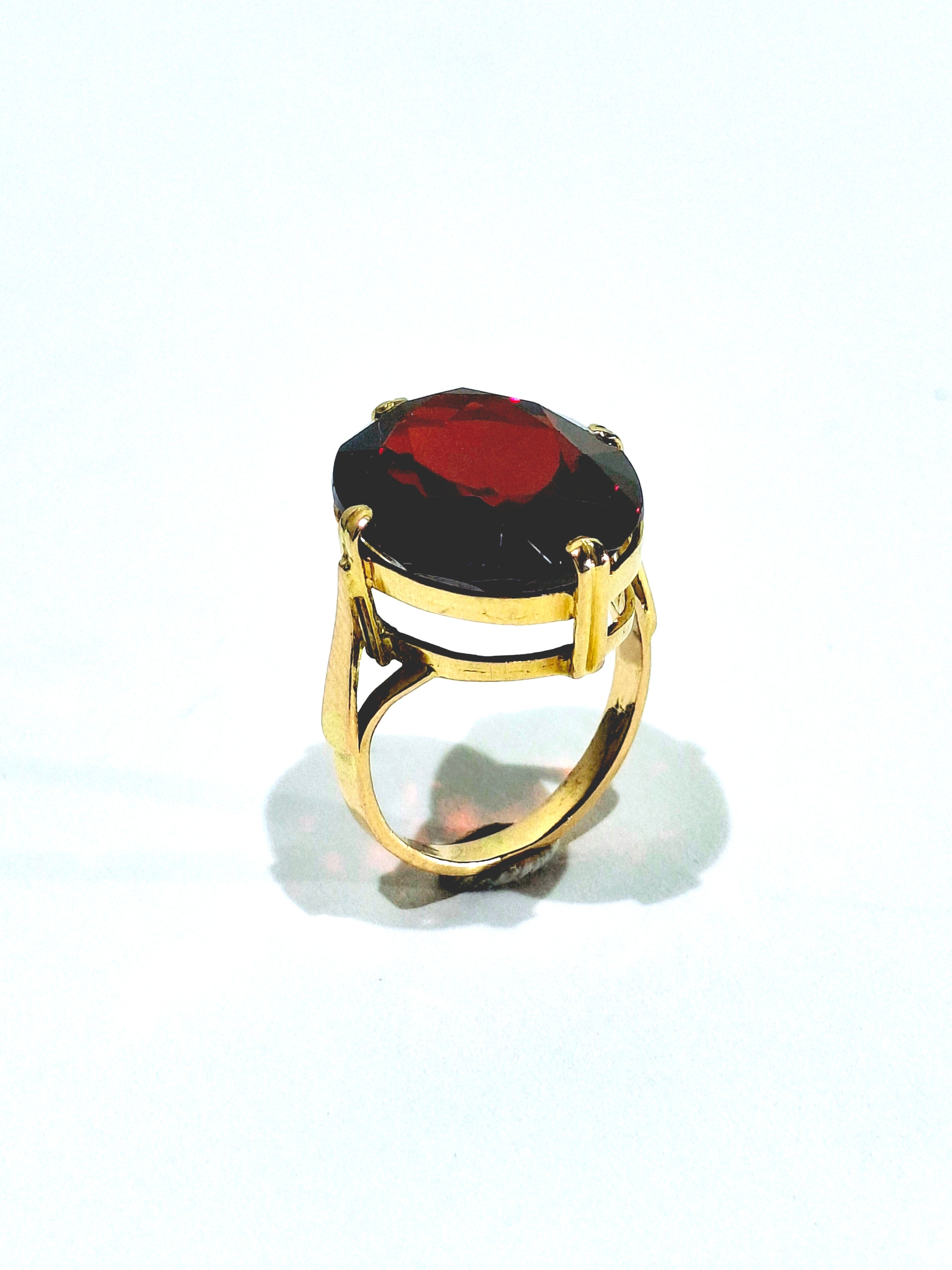 Champagne gold and Garnet Cocktail Ring