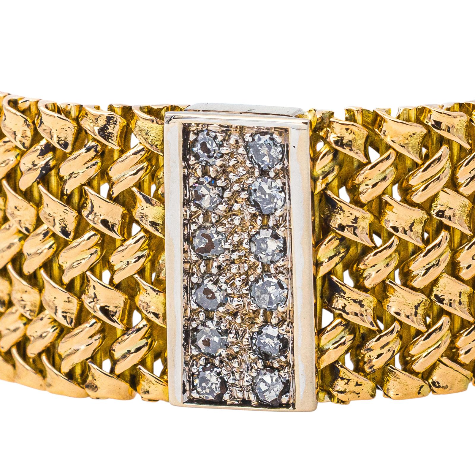 Yellow gold Diamond Cuff Bracelet