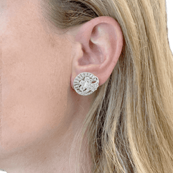 Boucles d'oreilles vintage diamants, platine.