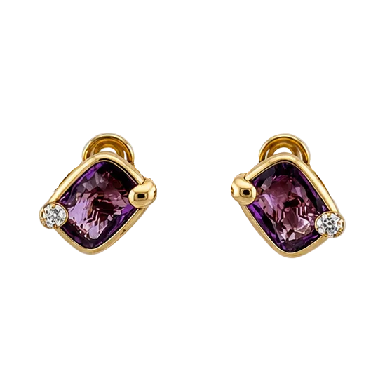 Boucles d'oreilles Clips POMELLATO en or jaune, améthyste et diamants