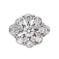 White Gold Daisy Ring with Diamond