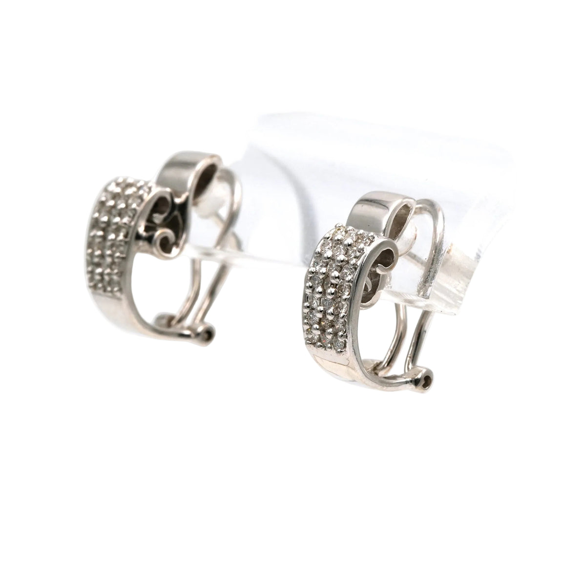 White Gold and Diamond Clip-On Earrings