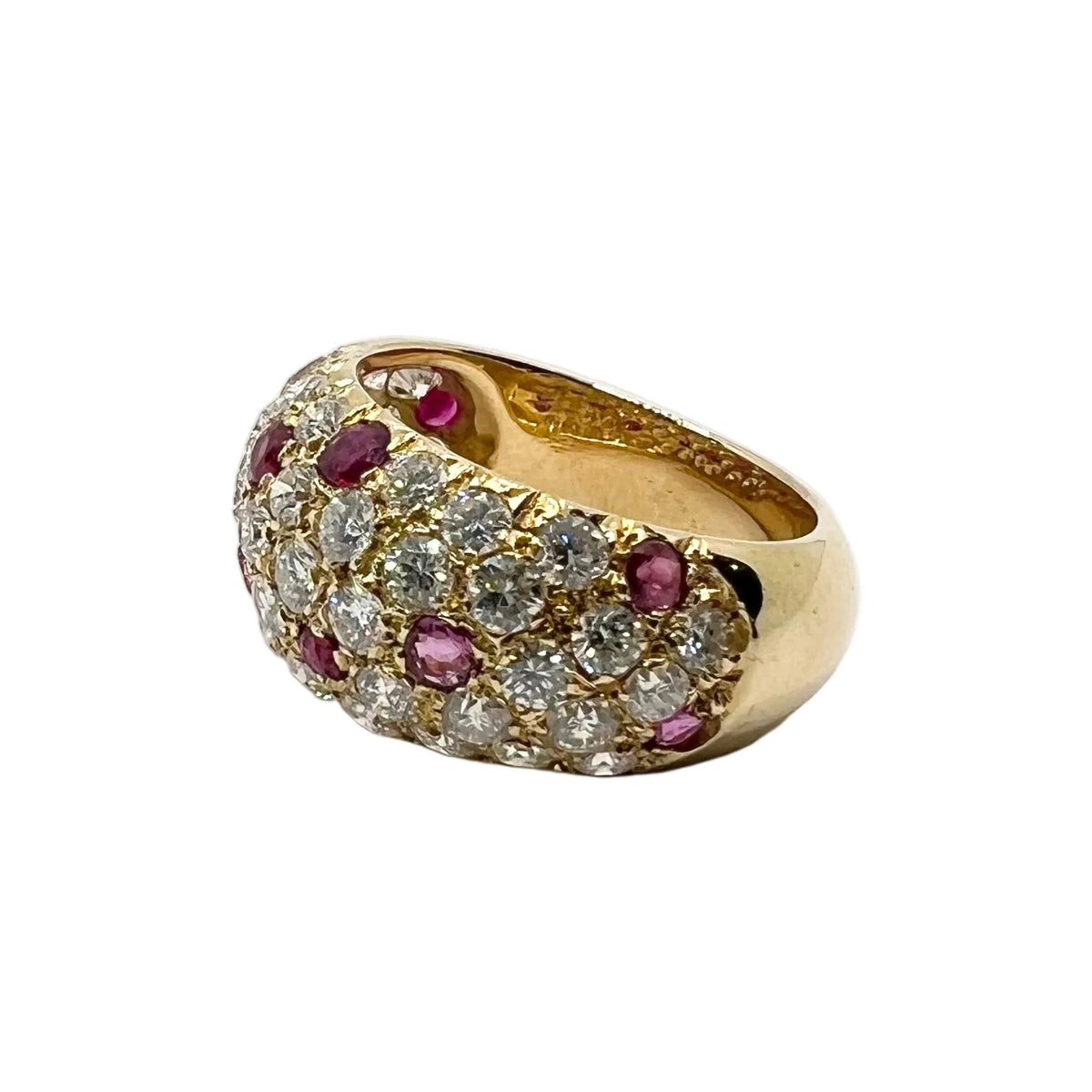 Yellow Gold, Ruby, and Diamond Bangle Ring