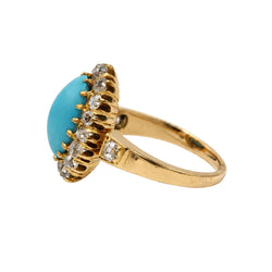 Marguerite Ring in Yellow Gold, Turquoise, and Diamonds