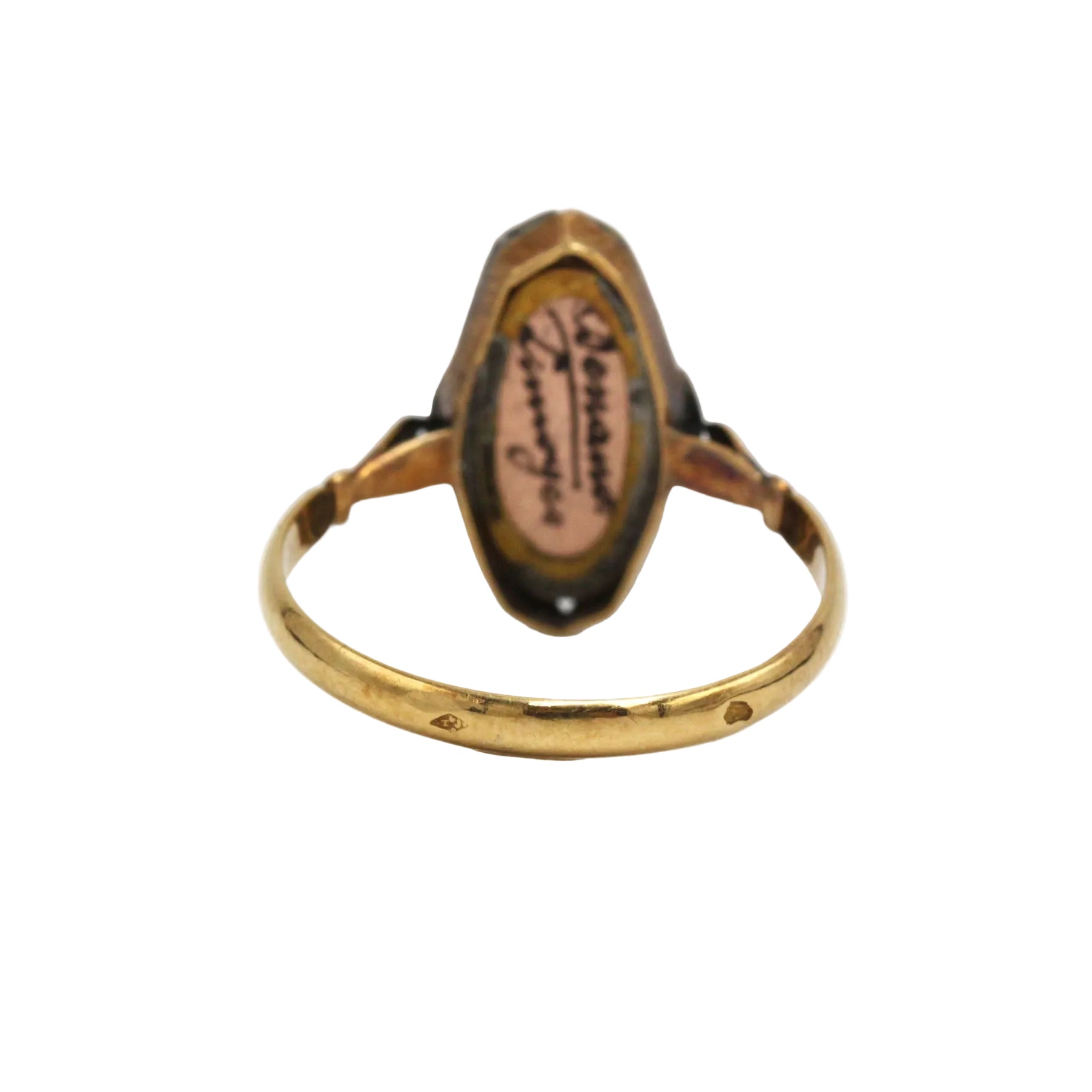 DENANOT Marquise Ring in yellow gold and Enamel