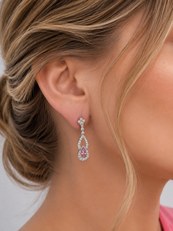 Boucles d'oreilles Pendantes en platine, saphirs et diamants