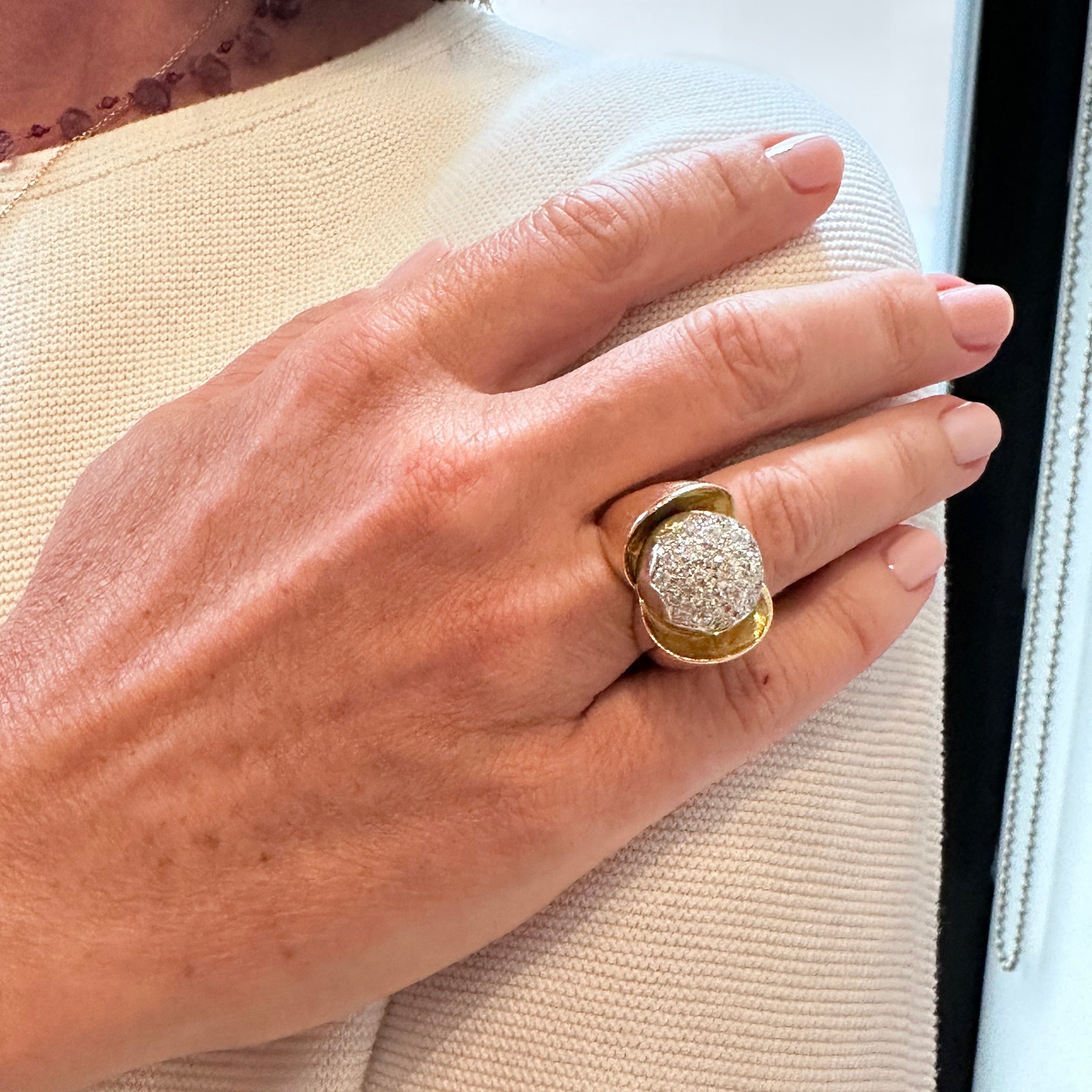 Yellow gold and Diamond Dome Ring