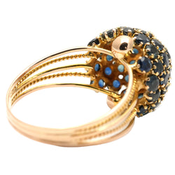 Dome Ring in Yellow Gold and Sapphires
