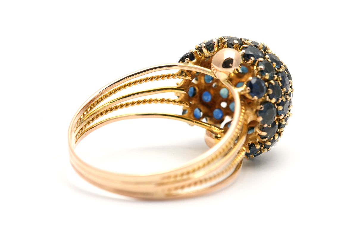 Dome Ring in Yellow Gold and Sapphires