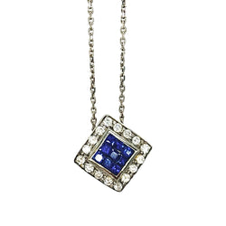 Collier Pendentif en or blanc, saphirs et diamants