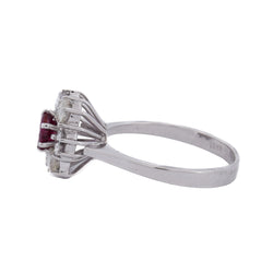 Marguerite Ring in White Gold, Rubies, and Diamonds