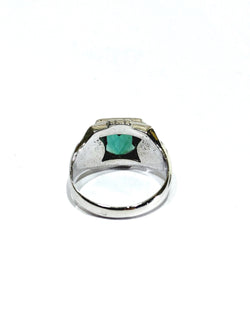 Art Deco Ring in White Gold and Green Tourmaline