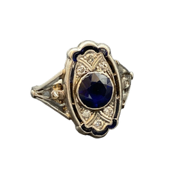 Platinum, Sapphire, and Diamond Ring