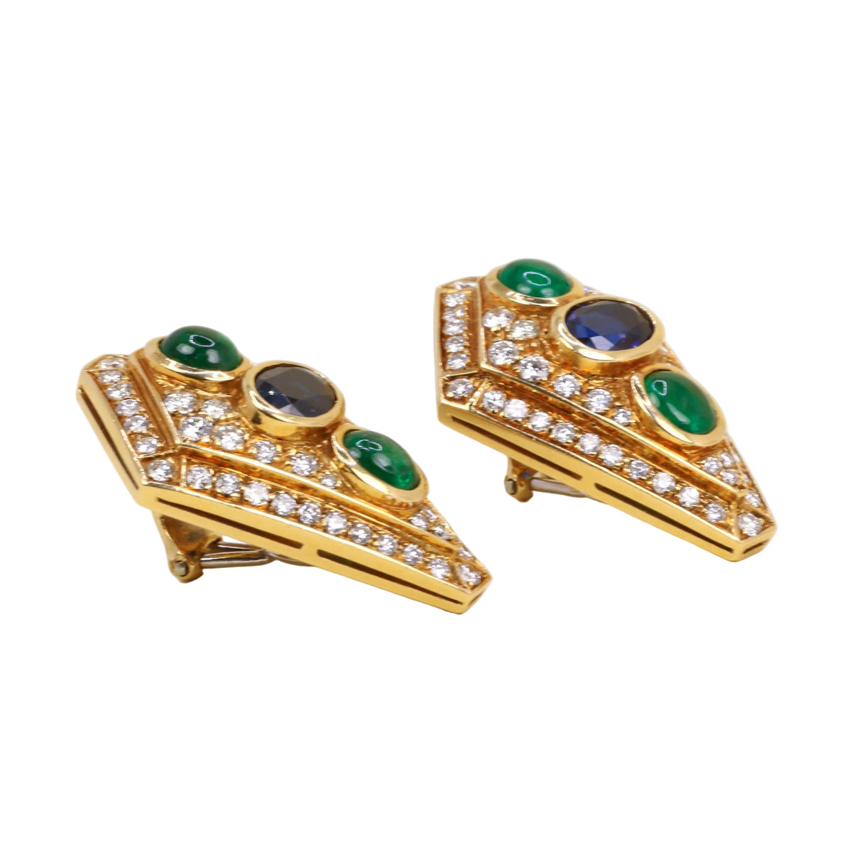 REPOSSI set in yellow gold, with pearls, sapphires, emeralds, and diamonds