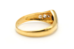 Yellow Gold Bangle Ring with Sapphire and Diamonds