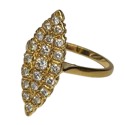 18K Yellow gold Marquise ring with Diamonds (Size 51)
