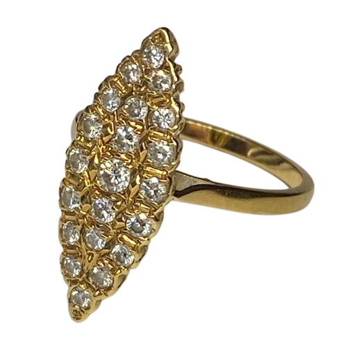 18K Yellow gold Marquise ring with Diamonds (Size 51)