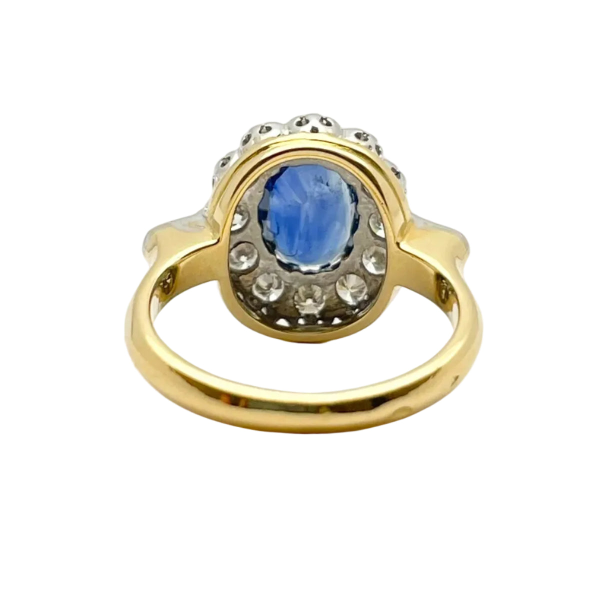 Marguerite Ring in White Gold, Yellow Gold, Sapphire, and Diamonds