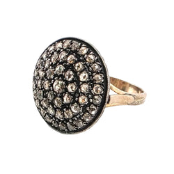 Cocktail Ring in Yellow Gold, Silver, and Diamonds
