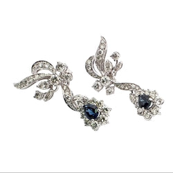 White Gold Dangle Earrings with Sapphires and Diamonds