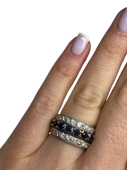 REMOVABLE 18K Gold Ring with Diamonds, Rubies, and Sapphires (Size 51)