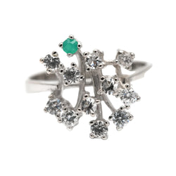 White Gold, Emerald, and Diamond Ring