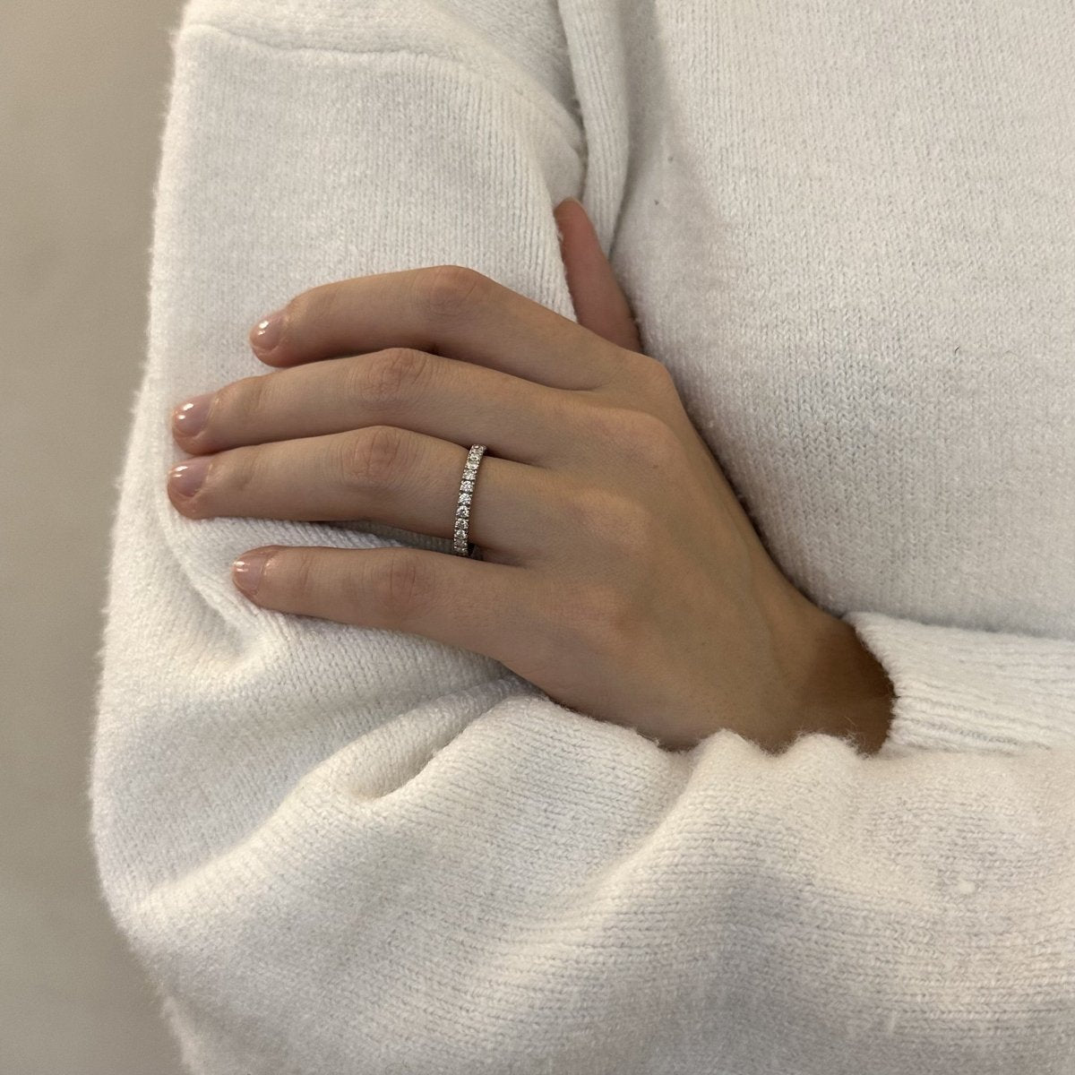 Demi Alliance De Beers en Platine avec 8 diamants brillants soit 0,62 Cts H - SI1 de 2016. Full set. - Castafiore