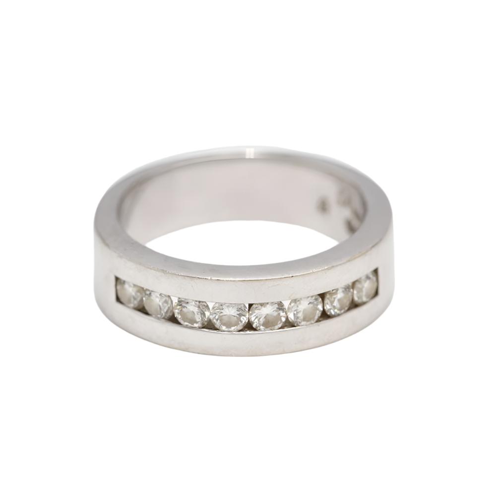 Demi alliance en or blanc 18k avec diamants seconde main - Castafiore