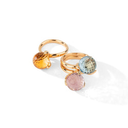Deux bagues en or jaune, améthyste, topaze bleue et citrine - Castafiore