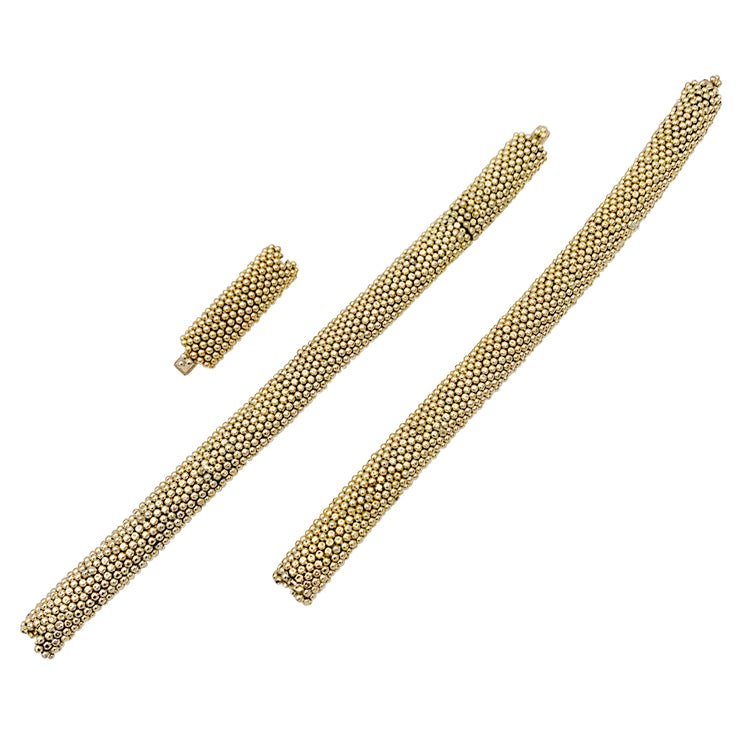 Deux bracelets vintages transformables, or jaune. - Castafiore