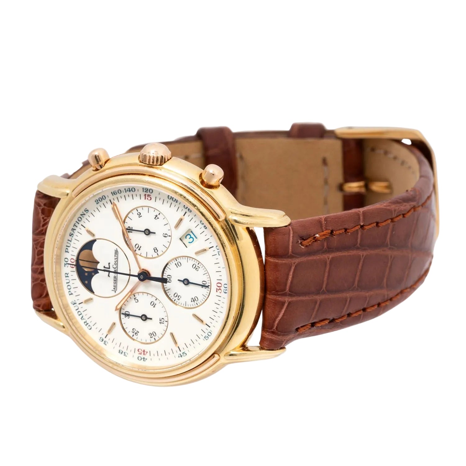 JAEGER-LECOULTRE "Odysseus" Watch in Yellow gold, Rose gold and leather