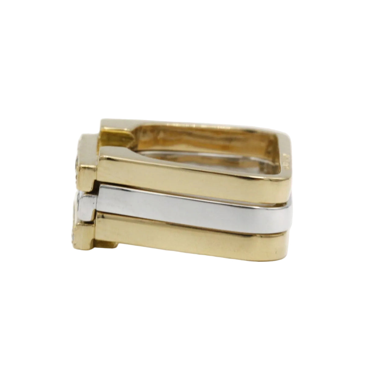 J.VENDOME Tank Rings in white gold, yellow gold, sapphires, and diamonds