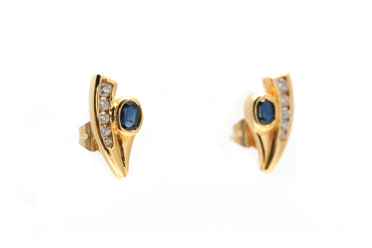 Yellow Gold Earrings with Sapphires and Diamonds