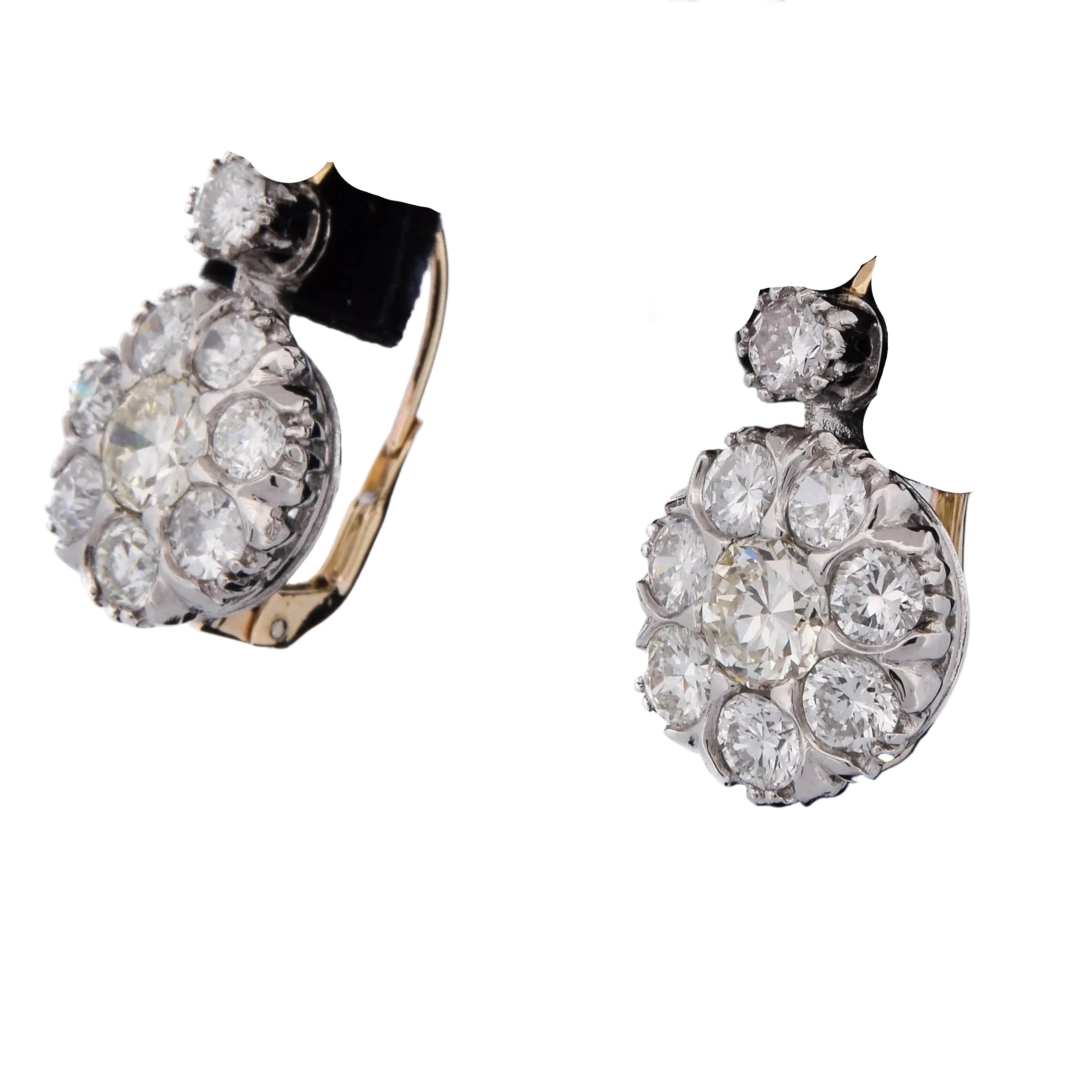 Platinum and Diamond Lever-back Earrings
