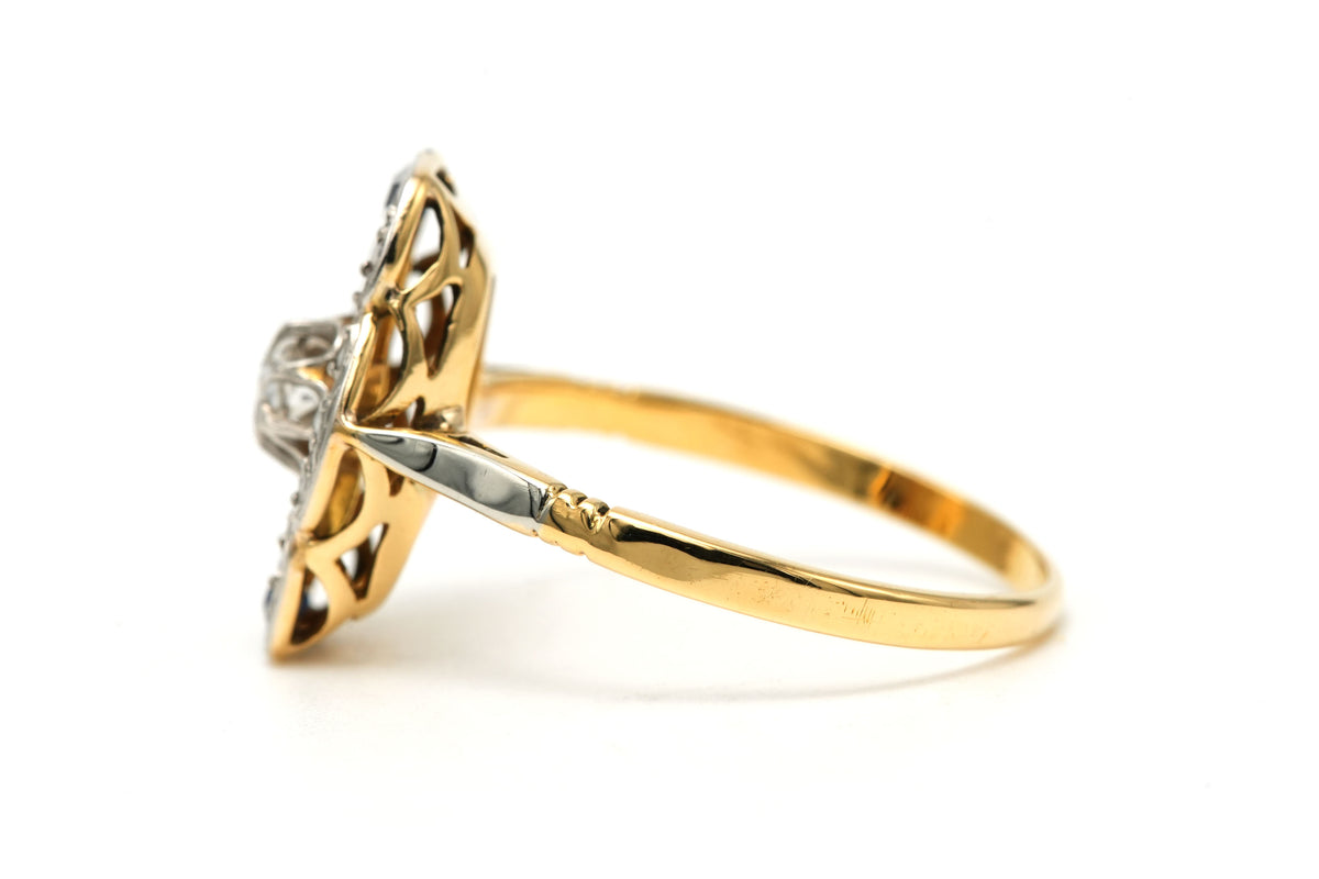 Bague en or blanc, or jaune, saphirs et diamants